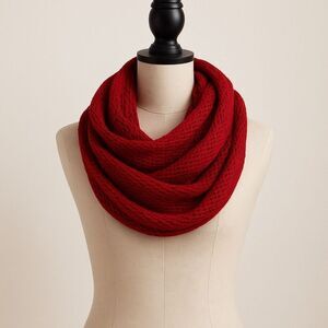 Cejon Red Metallic Knit Infinity Scarf